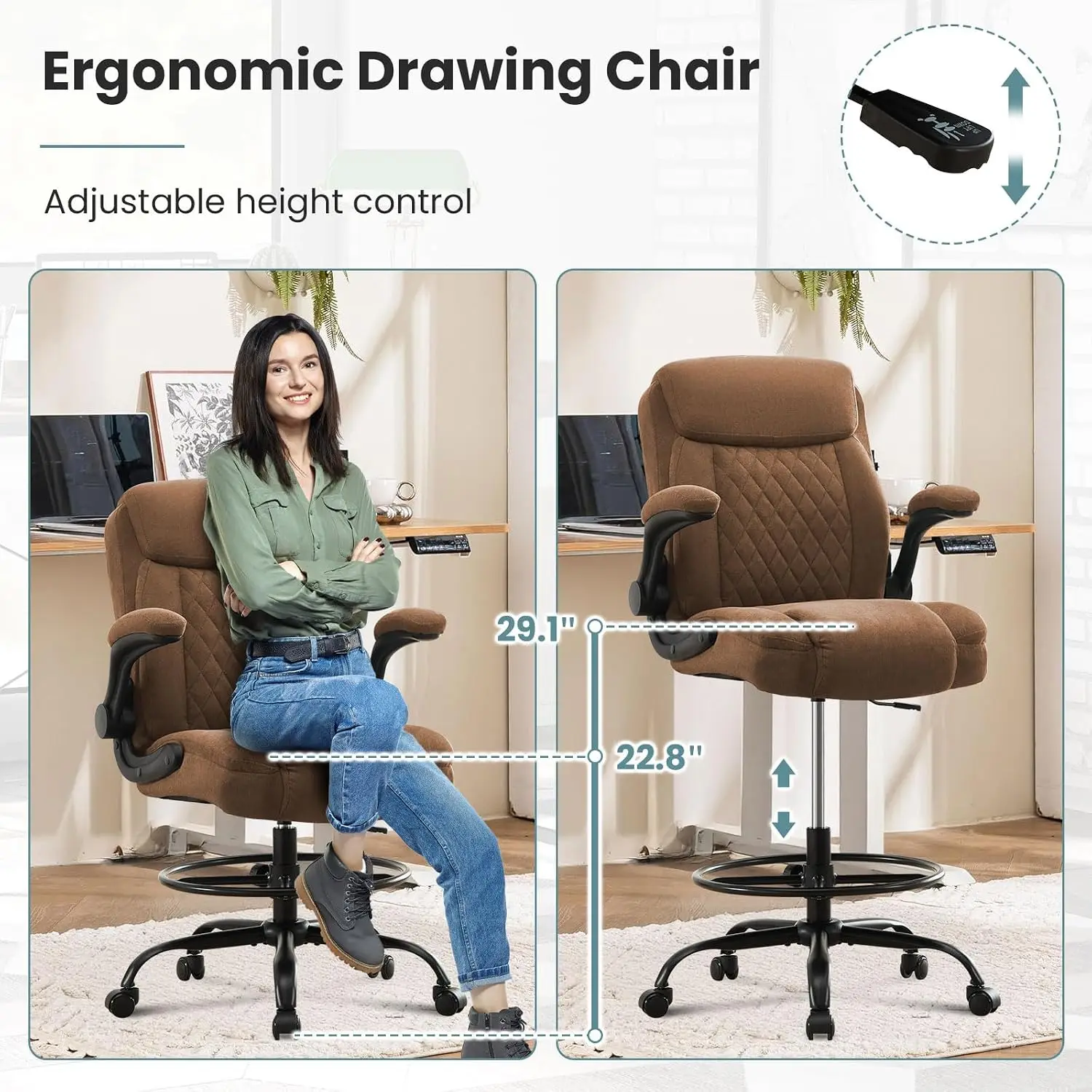 Tall Drafting Chair with Foot Ring for Standing Desk, Customized