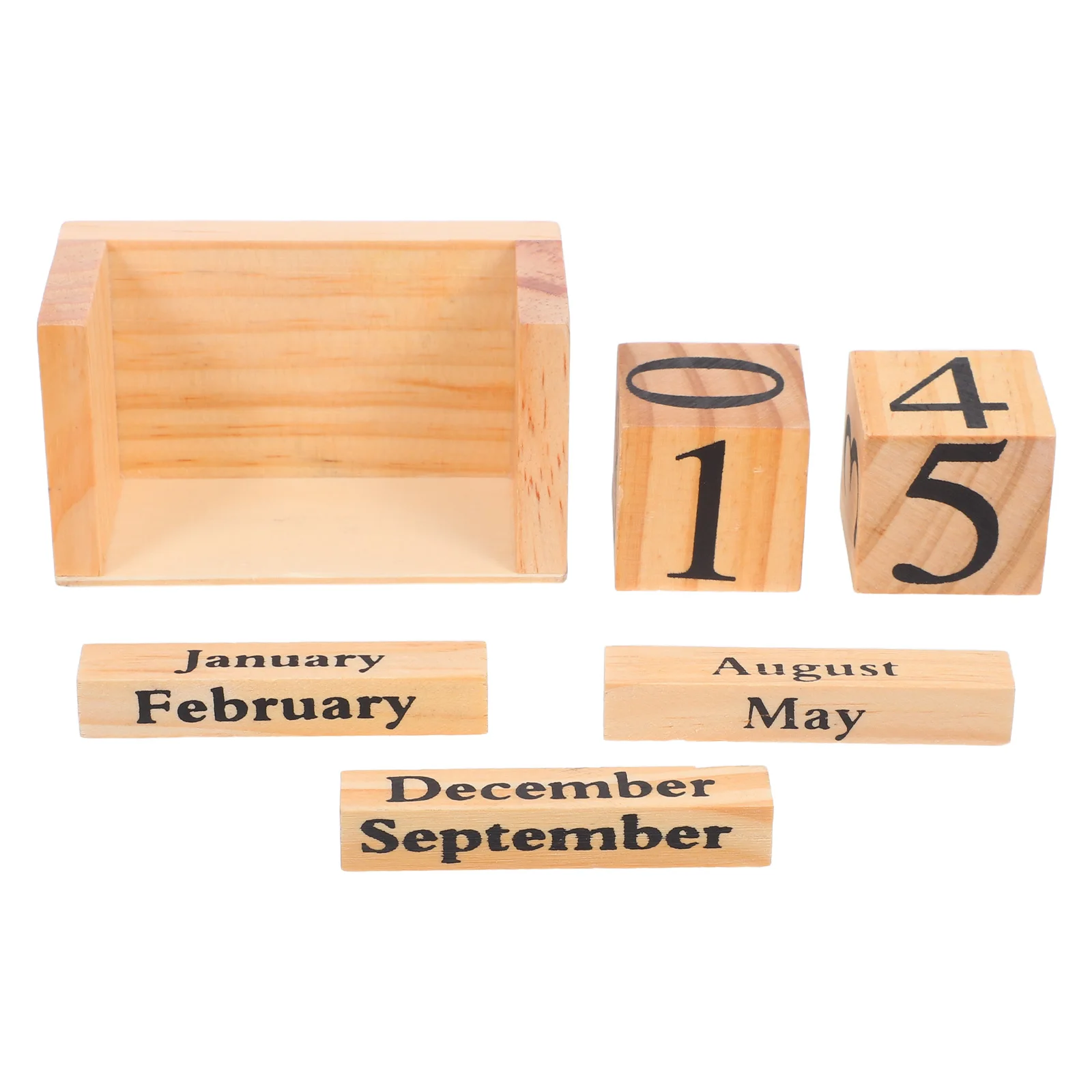 

Solid Wood Desk Calendar Month Date Display Block Manual for Wooden Perpetual Office Decor