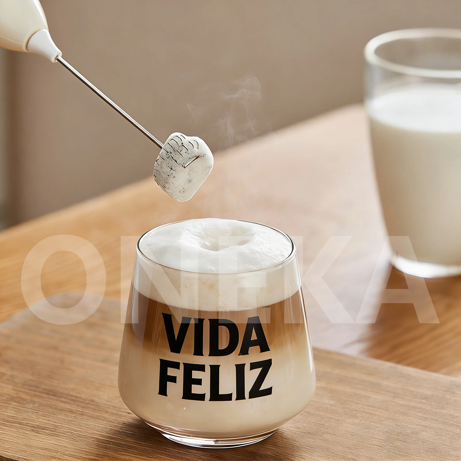 ONEKA صغيرة محمولة قوية ABS الكهربائية الحليب Frother خلاط مشروبات صانع فقاعات للتخييم القهوة كابتشينو فرابيه ماتشا