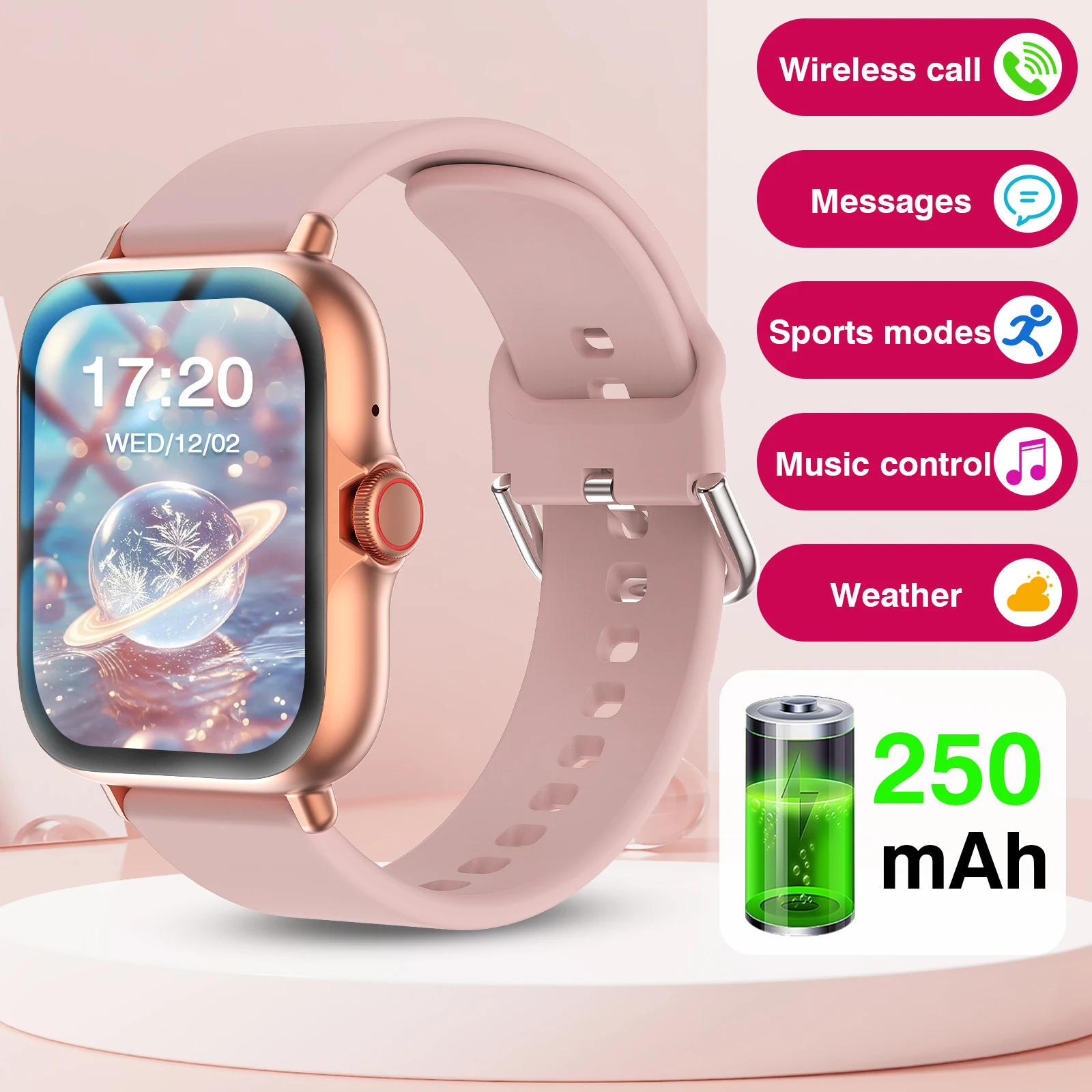 

Women's Smartwatch 250mAh, Information Alerts, Fitness Activity Tracker, Smartwatch with Multiple Sports Modes for Birthday Gift