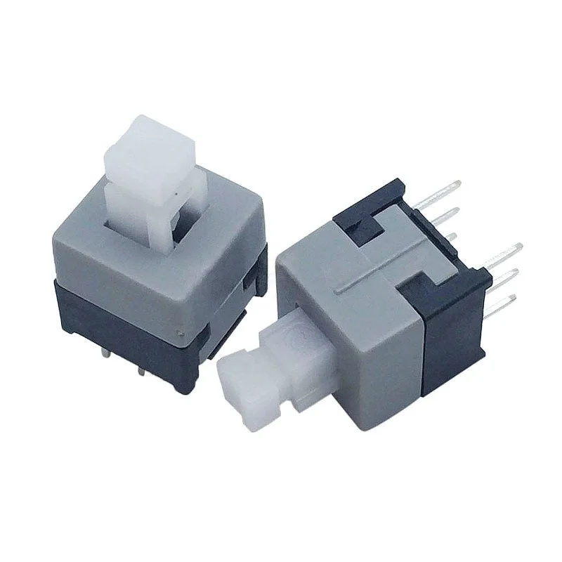Mixing console button switch with 8.5*8.5mm square head, 6 pins, 3.3*3.3 self-locking with locking mechanism and soft-touch swit