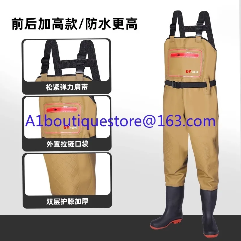 2024 New - Front and rear heightening - half-body waterproof clothes rain belts rain shoes one-piece reservoir water shoes