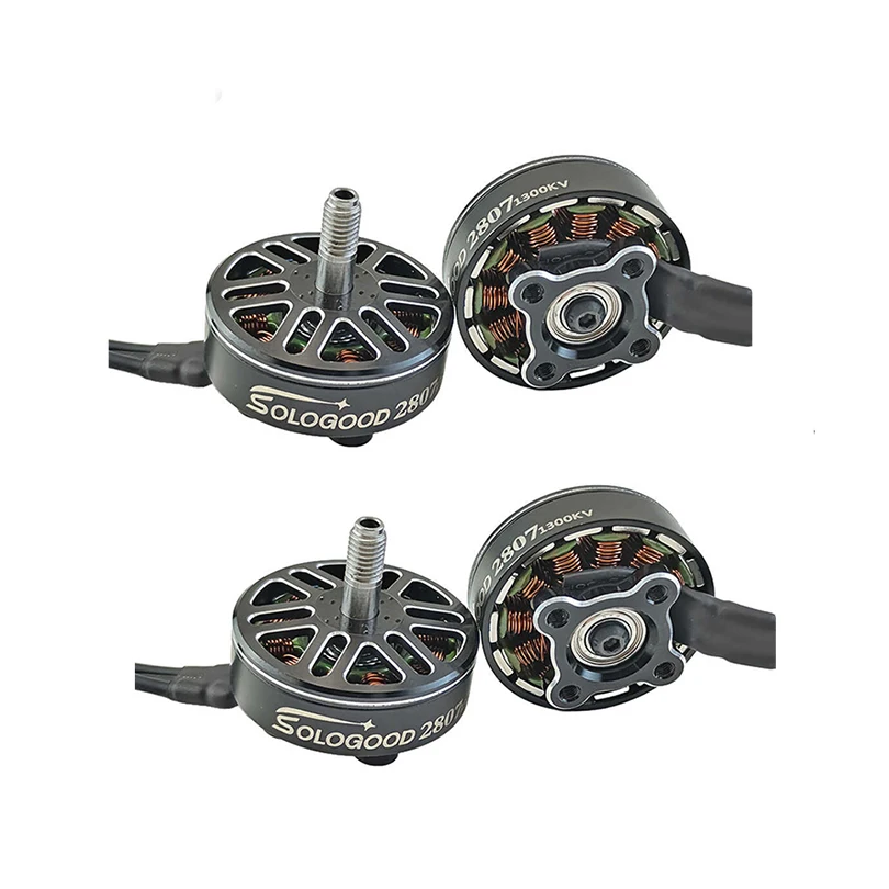 

SoloGood 4pcs 2807 1300KV FPV Brushless Motor 4~6S Lipo 5mm Output Shaft for 7inch Propeller Long Range Drone DIY Parts