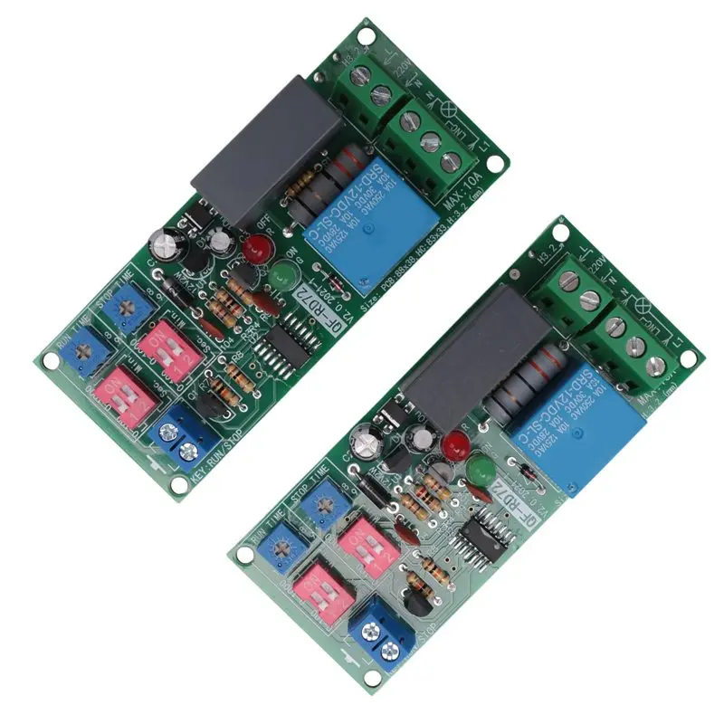 B50C 2Pcs Dual Time Adjustable Cycle Delay Timing Relay Repeat On OFF Switch Infinite Loop Timer Module AC 100V 110V 240V