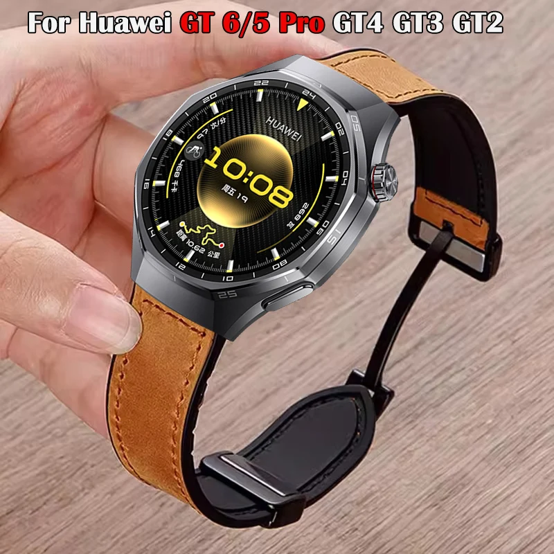 Correa de silicona de cuero de 22mm para Huawei Watch GT 6/5 Pro GT6 GT5 GT4 GT3 GT2, correa con hebilla magnética para Huawei Watch 5/4/3 Pro