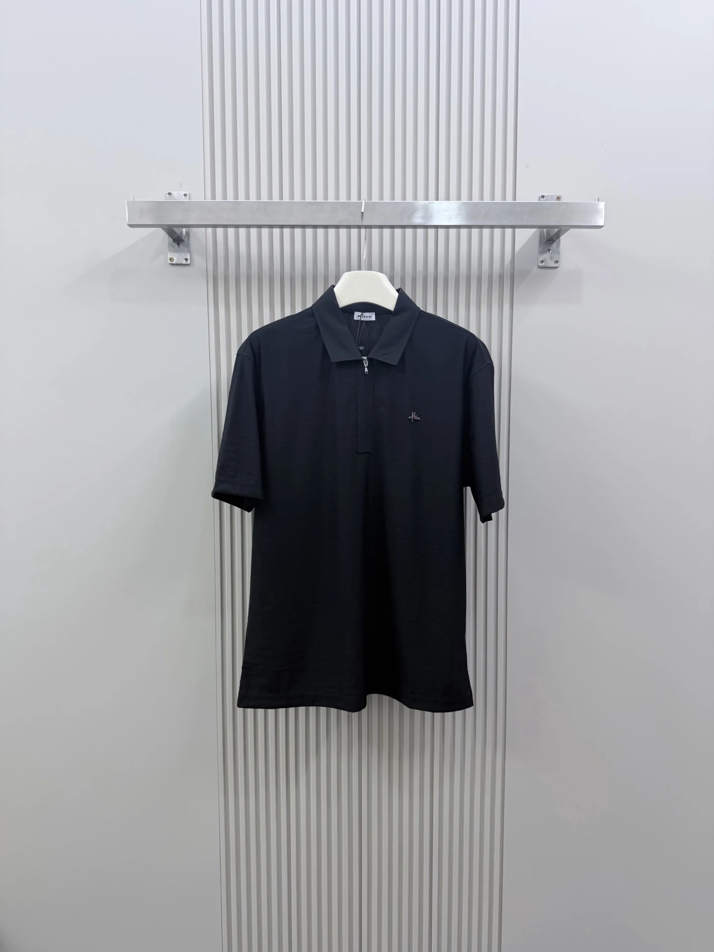 Kiton26ss New Old Money Style Men's Linen Square Neck Half Zipper Polo Shirt T-Shirt
