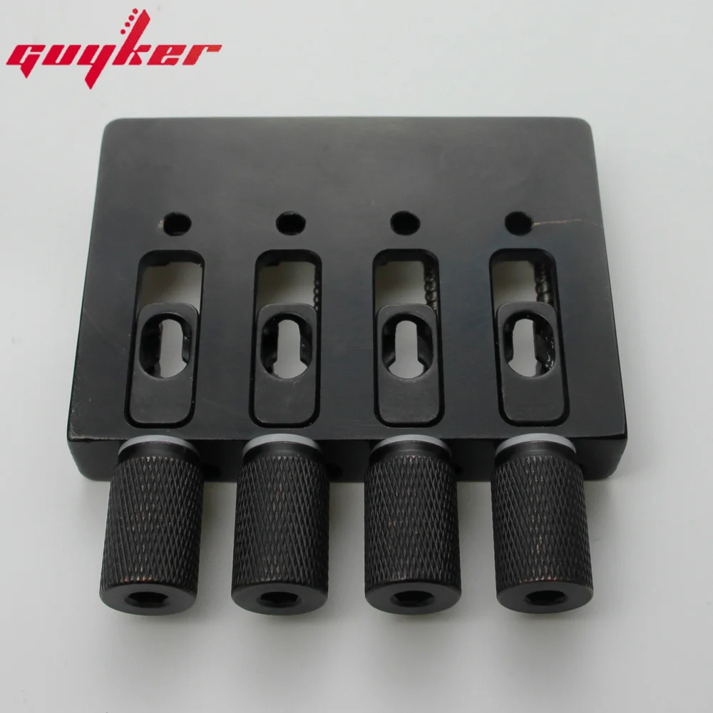 4 String Slightly Adjustable String Spacing Headless Bass Bridge Black Base CNC Processing