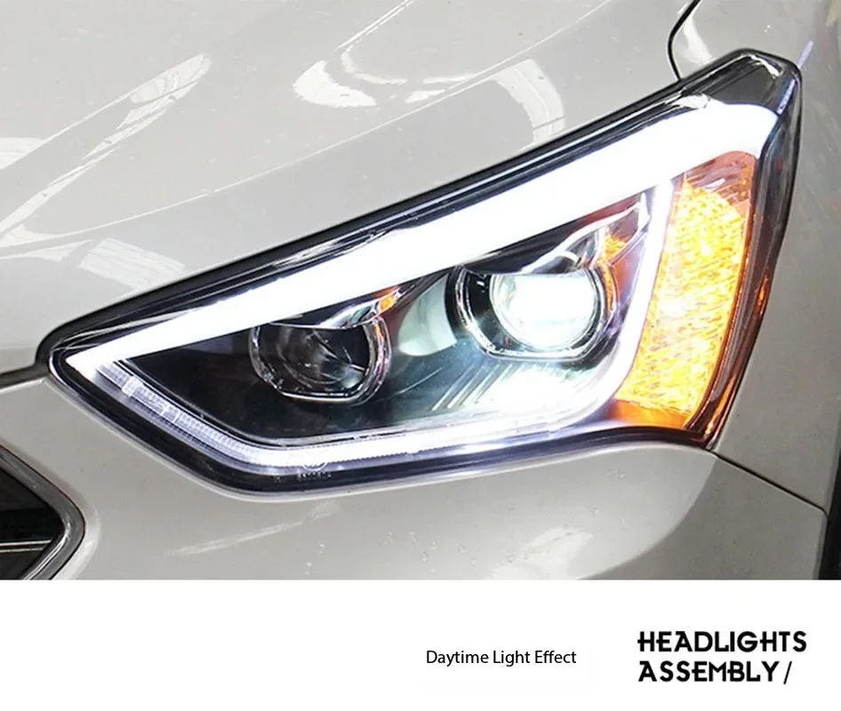 Car Headlamp Headlights Modified LED Head Lamp Head Light Daytime Running Lights for Santafe IX45 2013-2016