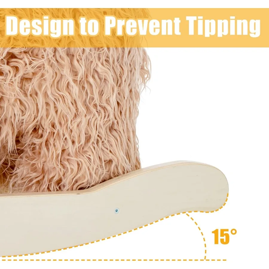 Baby Rocking Horse for 1 Year OldWooden Cow Yak Horse Rocking with Wicker Plush Wooden Ride On Toy for 2 Years Old GirlandBoy N