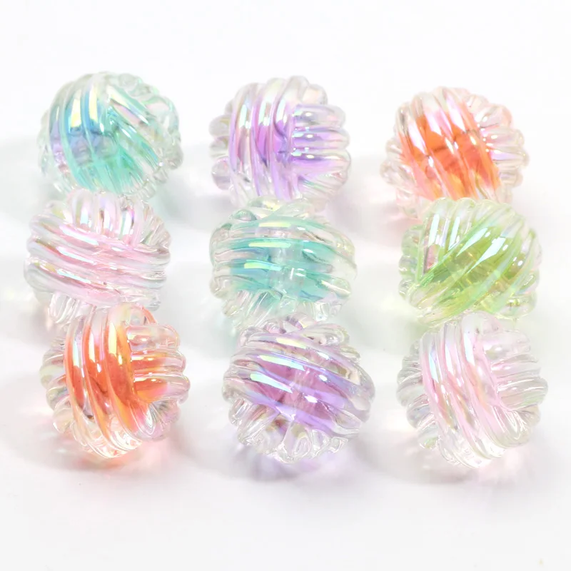 10 Stück 15 mm mehrfarbige ABS-Acrylperlen, Streifenrohr, lose Distanzperlen für Schmuckherstellung, Armband, Halskette, DIY-Schlüsselanhänger