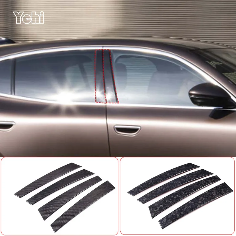 

For Maserati Grecale 2022 Real Carbon Fiber Car Door Window Center B Pillar Post Trim Cover Sticker Car Accessories