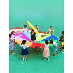 Rainbow Umbrella Ground Squirrel Kindergarten Outdoor Sports and Physical Fitness Toys for Early Education Octagonal Umbrella Pa