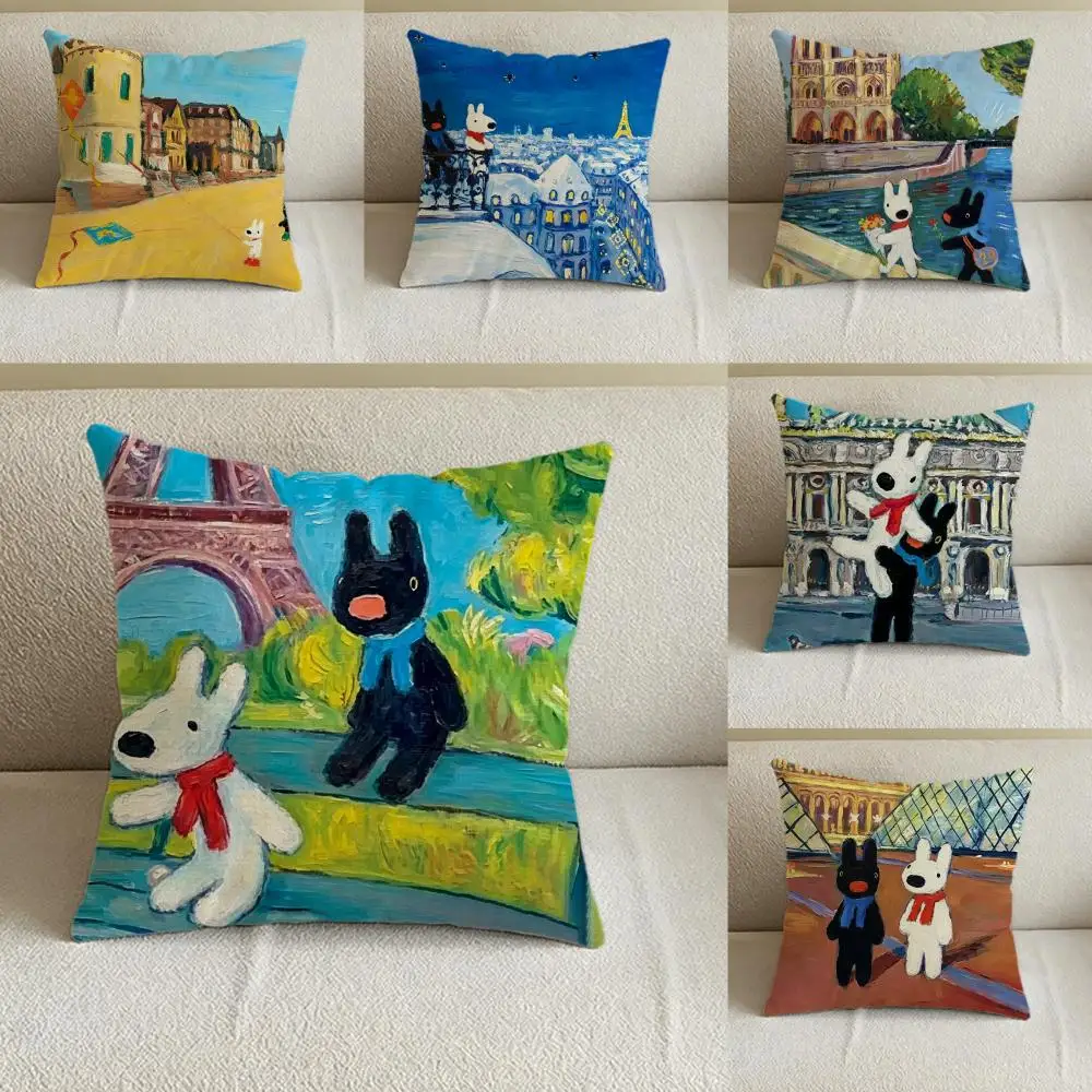 Funda de cojín G-Gaspard y Lisa, juego de fundas de almohada de lino natural, decoración todo en uno para sofá, dormitorio y silla