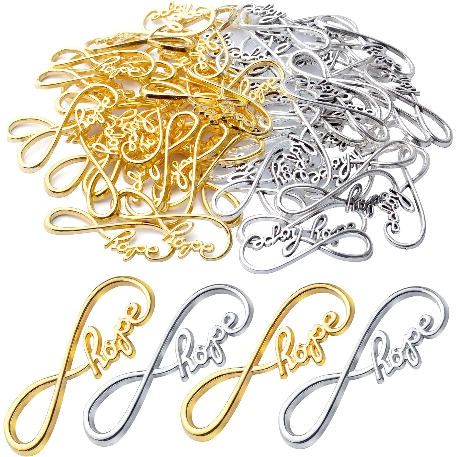 

60pcs Infinity Hope Symbol Charm Pendants Alloy Charms Connectors Craft Supplies for DIY Necklace Bracelet Jewelry Making