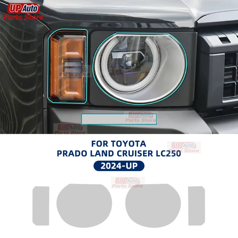 

2 Pcs Car Headlight Protective Film Transparent Black TPU Sticker For TOYOTA Prado Land Cruiser LC250 2024 2025 Accessories