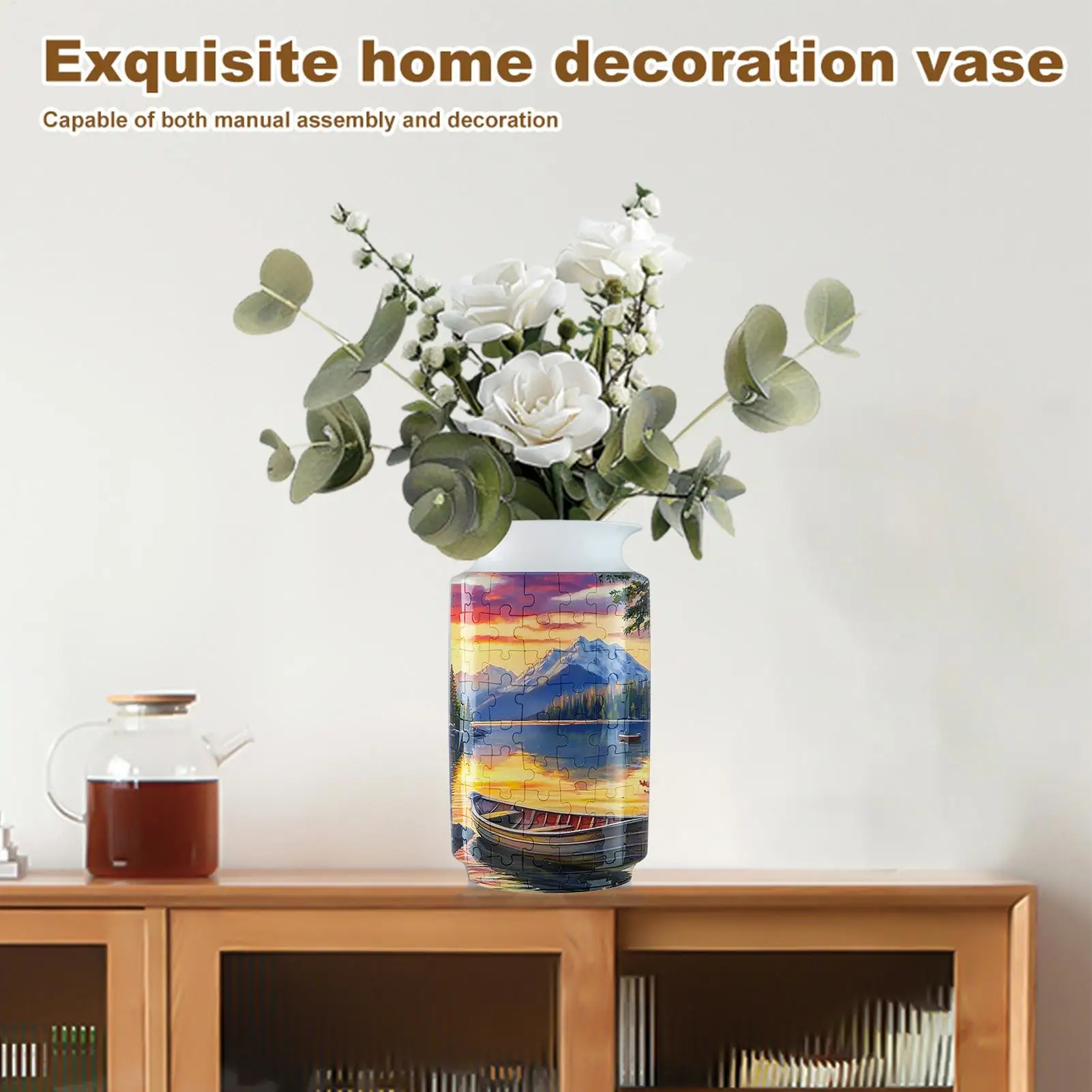 Vaso de jogos de quebra-cabeça vaso de flores kit de modelo de construção para amantes de artesanato feminino relaxante atividade desafiadora decoração de casa dia das mães