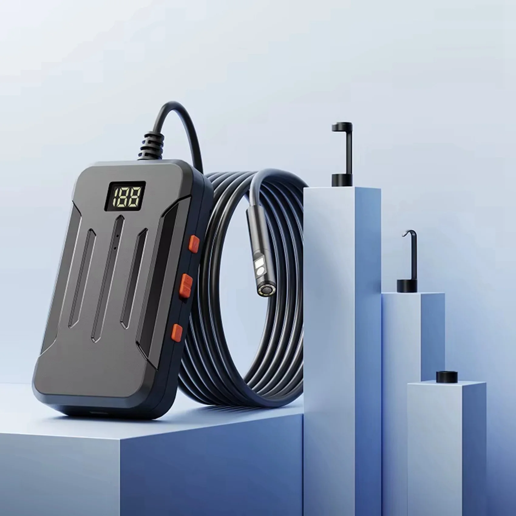 

【SURPISE】2X F300 Industrial WIFI Endoscope HD1080P Dual Lens Camera 5.5MM Car Inspection Borescope IP68 Waterproof 2600Mah Leds