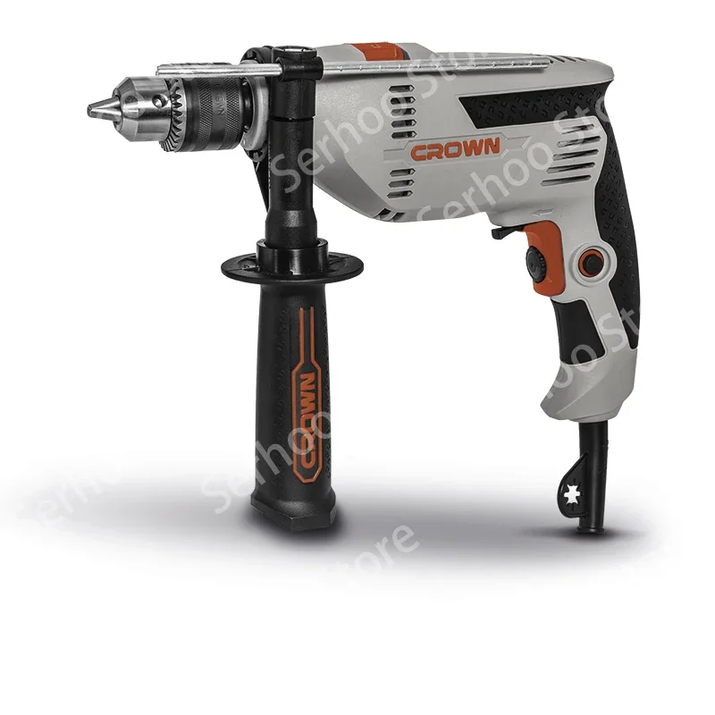 CROWN 220v Variable Speed Handheld Steel Wood Drilling Power Tools Reverse Lock-on Function Electric Soft Grip 13mm Impact Drill