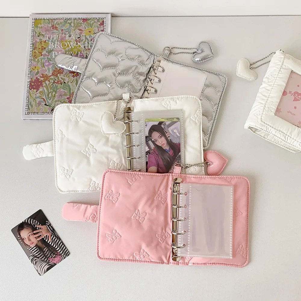 Loose-leaf Binder Korean Photocard Holder With Heart Keychain Hanging Decoration Idol Card Display Protector Korean Style