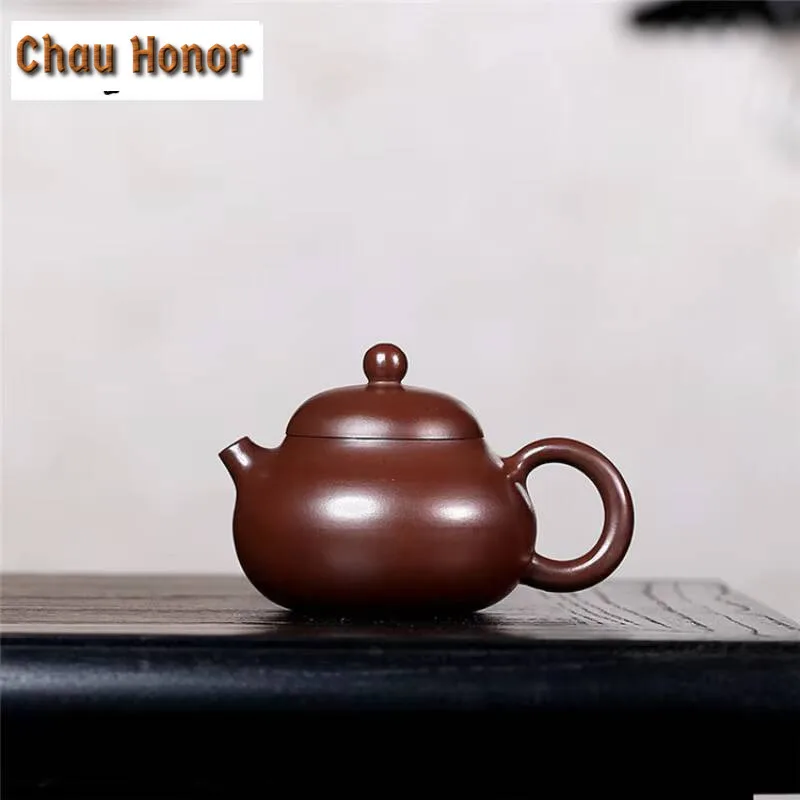 

100ml Vintage Yixing Purple Clay Teapots Handmade Wendan Pot Raw Ore Purple Zhu Mud Kettle With Strainer Zisha Tea Set Ornaments