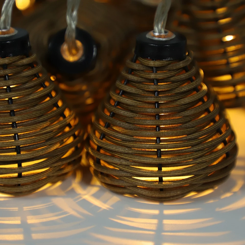 10Pcs Rattan Lamps String Lights LED Rattan Balls Fairy Lights Wedding Home Decoration