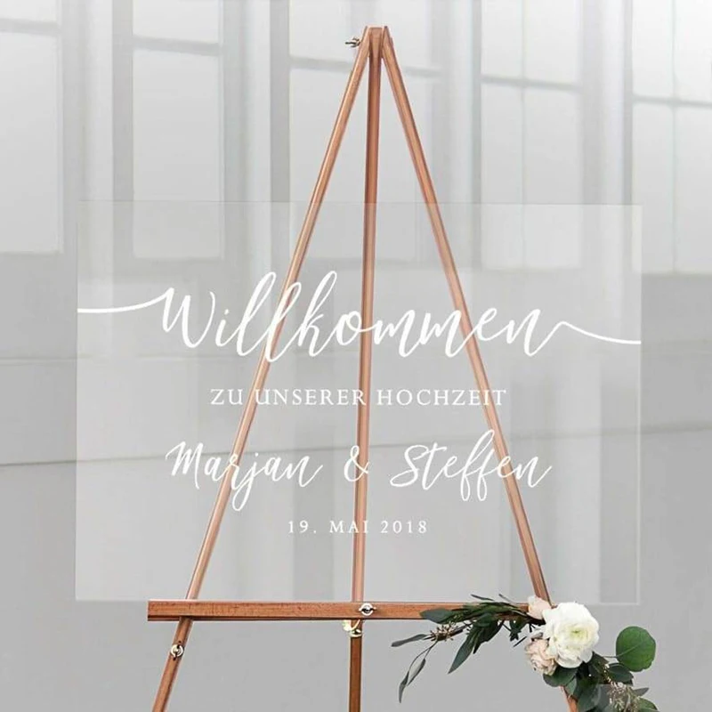 Willkommen Zu Unserer Hochzeit Hochzeit Aufkleber Geburtstag Party Aufkleber Deutsche Verlobung Aufkleber individuelle Namen und Datum Aufkleber