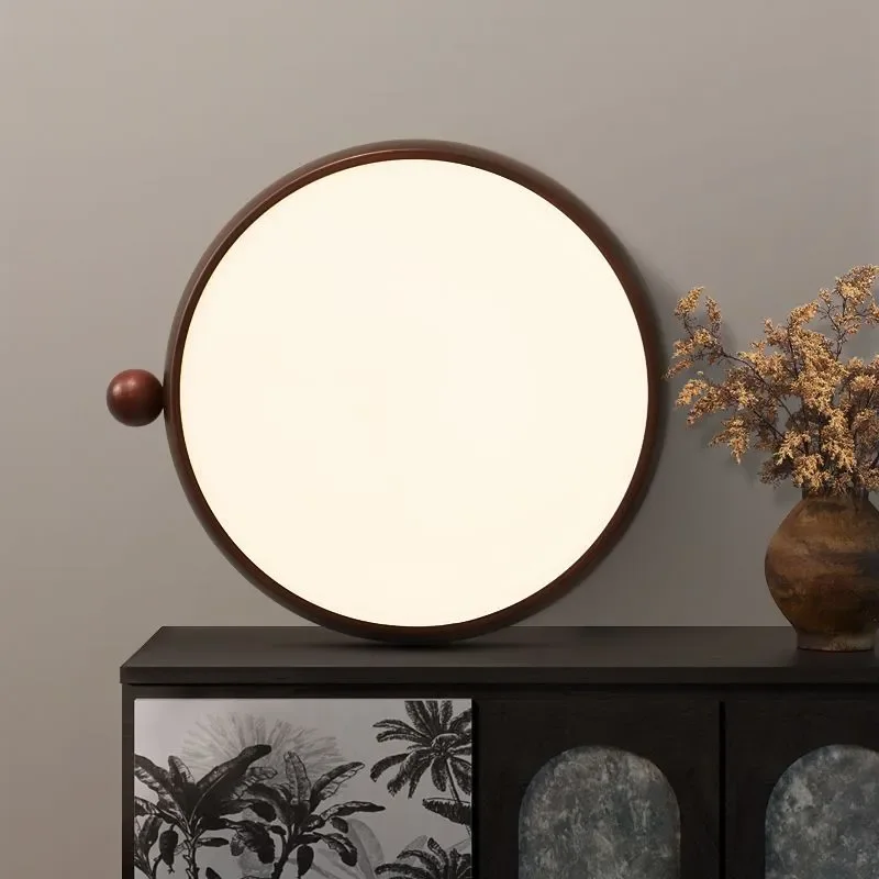 Retro Walnut Ceiling Light Medieval Style Bedroom Lamp Japanese Wabi Sabi Design Eye Protection Fixture for Kids Room Modern