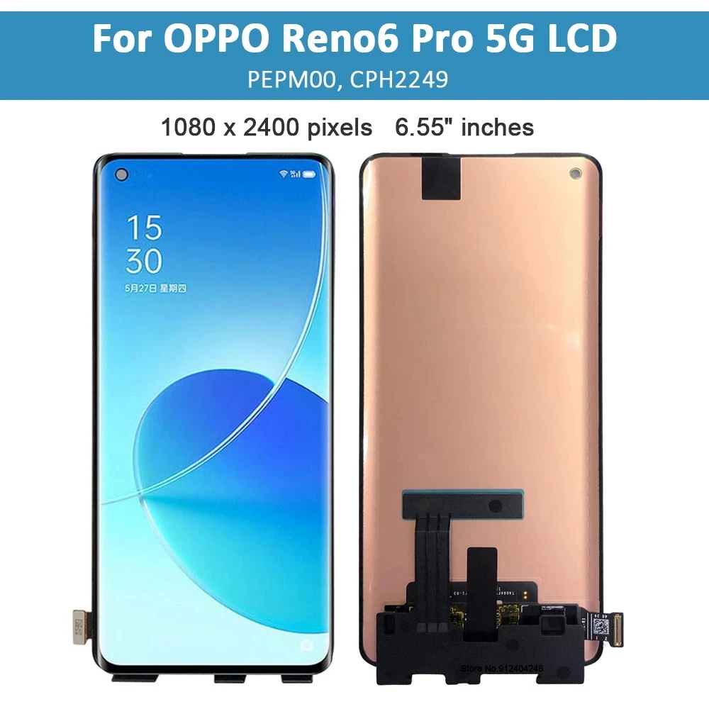 Original For OPPO Reno 6 Pro Reno6 Pro LCD Display with frame Touch Digitizer Sensor Assembly For PEPM00 CPH2249 CPH2247 LCD