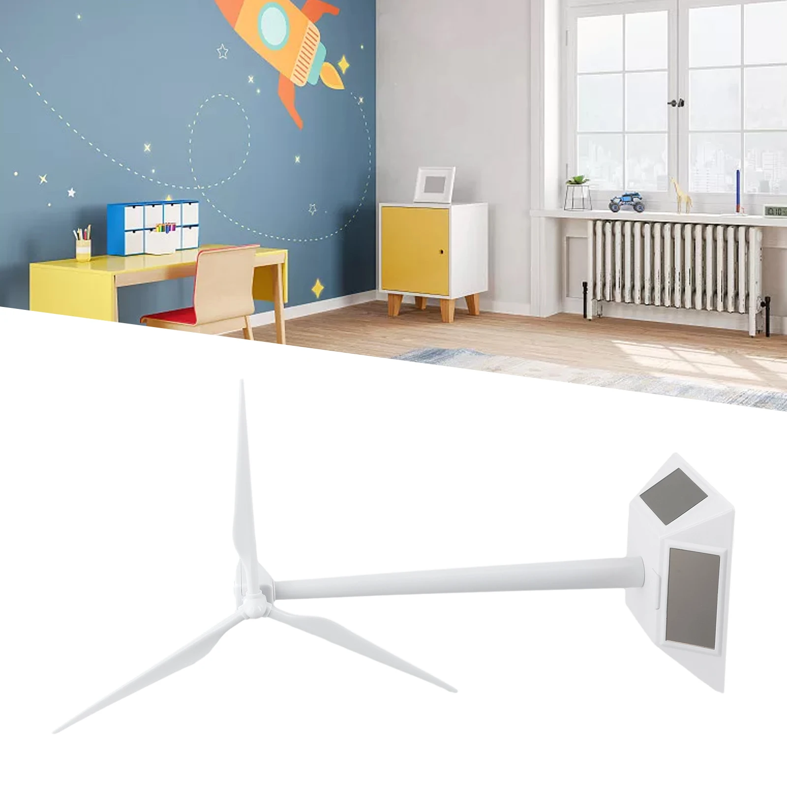 Solar Powered Windmill Model for Educational Display and Desktop Decor Teaching Solar and Wind Energy Principles