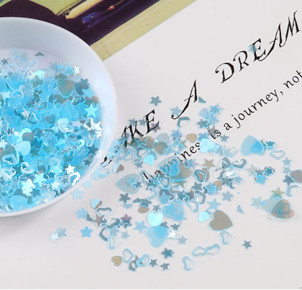 YTYIN كريستال مسمار الترتر مختلط ستار القلب رقائق البرقوق الترتر pailletes ل رسومات أظافر مانيكير ، ديكور الزفاف النثار