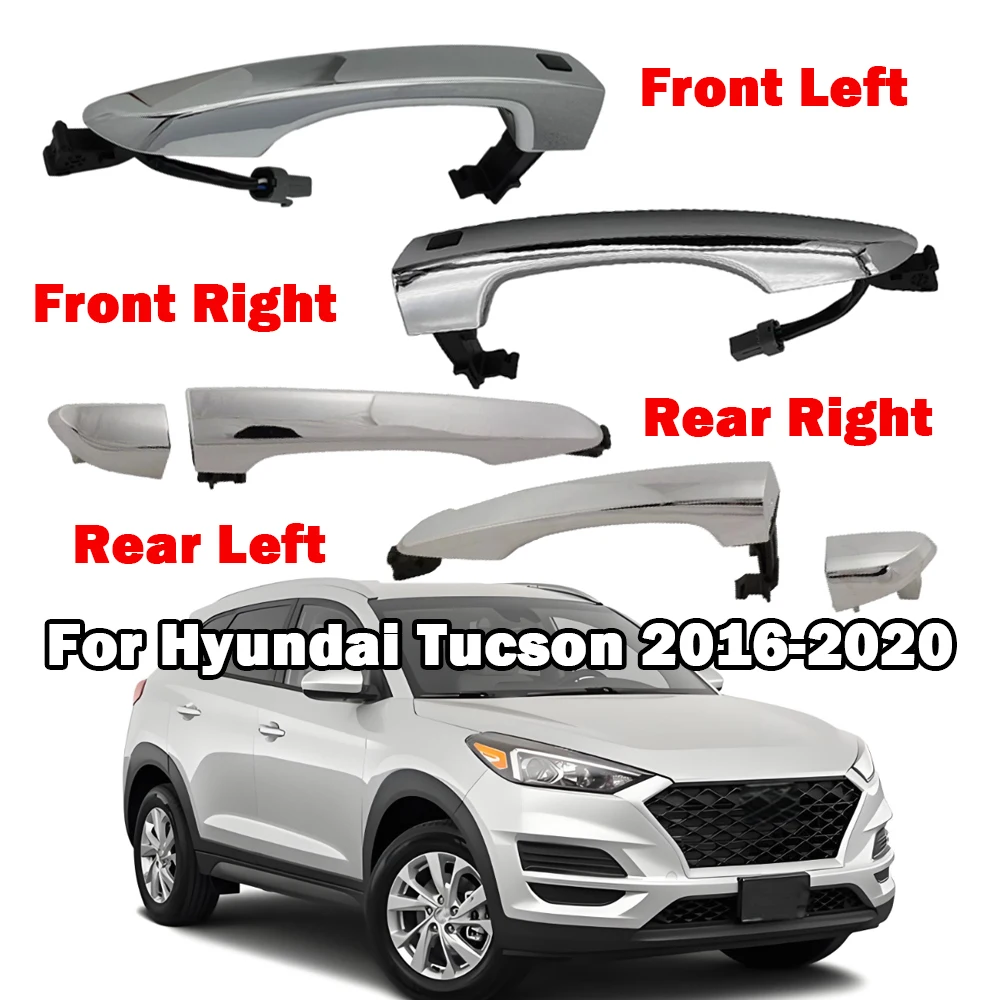 

Хромированная внешняя ручка двери, ручка умного ключа для Hyundai Tucson 2016-2020 82651D3710 83651D3010, передняя, задняя, левая и правая