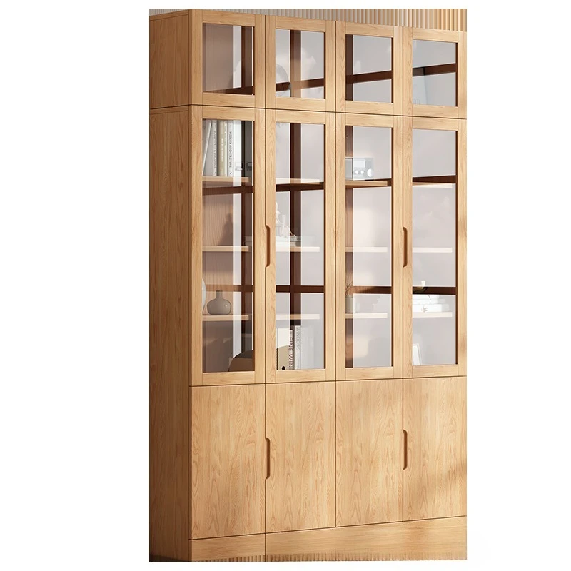 

Solid wood, bookcase belt, glass door simple household, children's bookcase bookshelf