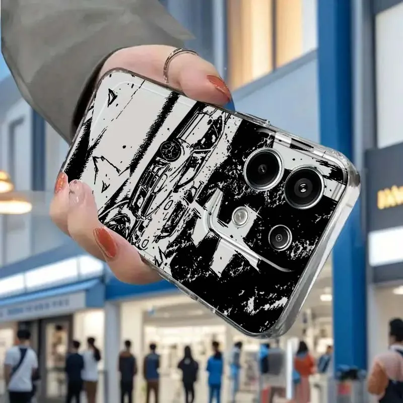 Art Sports Car Passion Phone Case For Xiaomi Redmi Note 15 14 13 12 11E 9 9T 8 8T Pro Plus Turbo 5G Fashion TPU Transparent view 5