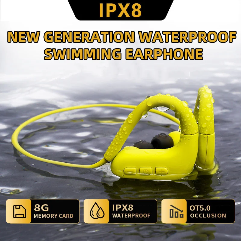 New 2025 Bone Conduction Bluetooth Earphone 8GB Local Memory Bluetooth Dual Mode IPX8 Waterproof Swimming Sports Headphone