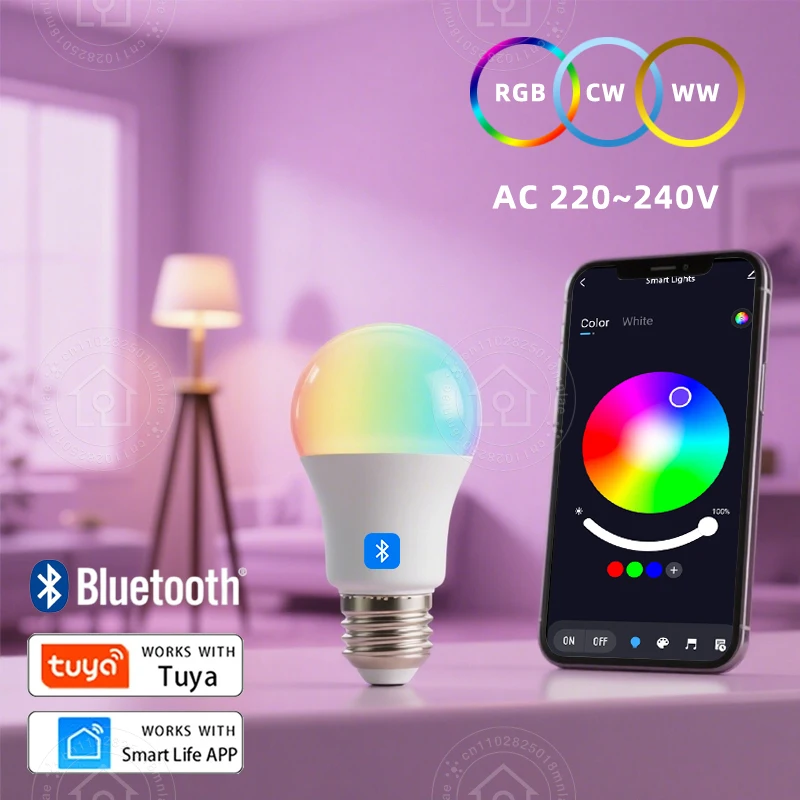Tuya Smart LED Bulb E27 Smart Life APP Control Dimmable Light Bluetooth RGB Lamp 220-240V Bedroom Decoration Party Lighting 9W