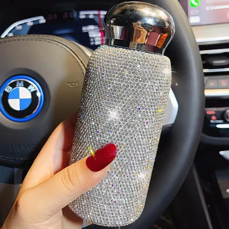 Women Portable Vacuum Cup Stainless Steel Creative Rhinestone Thermos For Girls Sparkling Luxurious 220ML Insulated Water Bottle