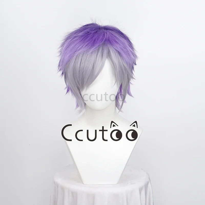 

Anime Diabolik Lovers Sakamaki Kanato Wig Cosplay Men Short Purple Ombre Heat Resistant Synthetic Hair Wigs + Free Wig Cap