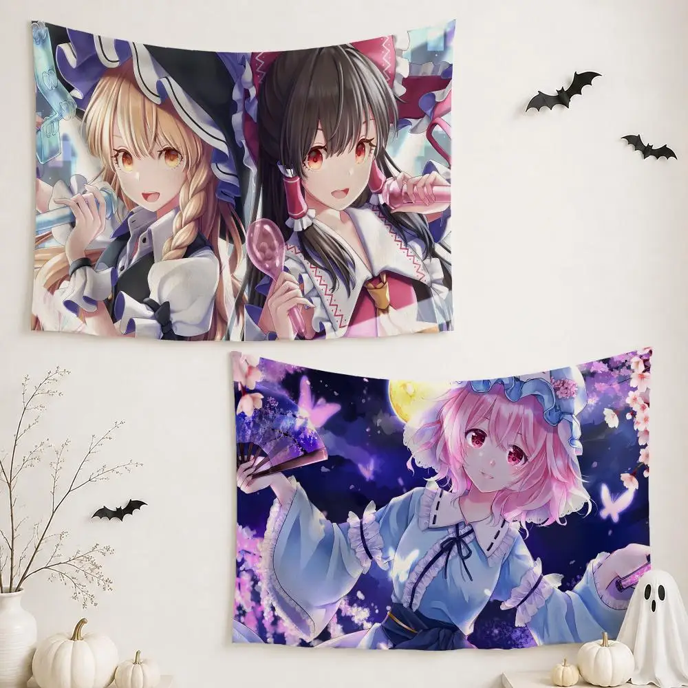 T-Touhou Project Anime Tapestry Wall Hanging Tapestry Aesthetic Room Decor Banners for Bedroom Living Room Outdoor Party