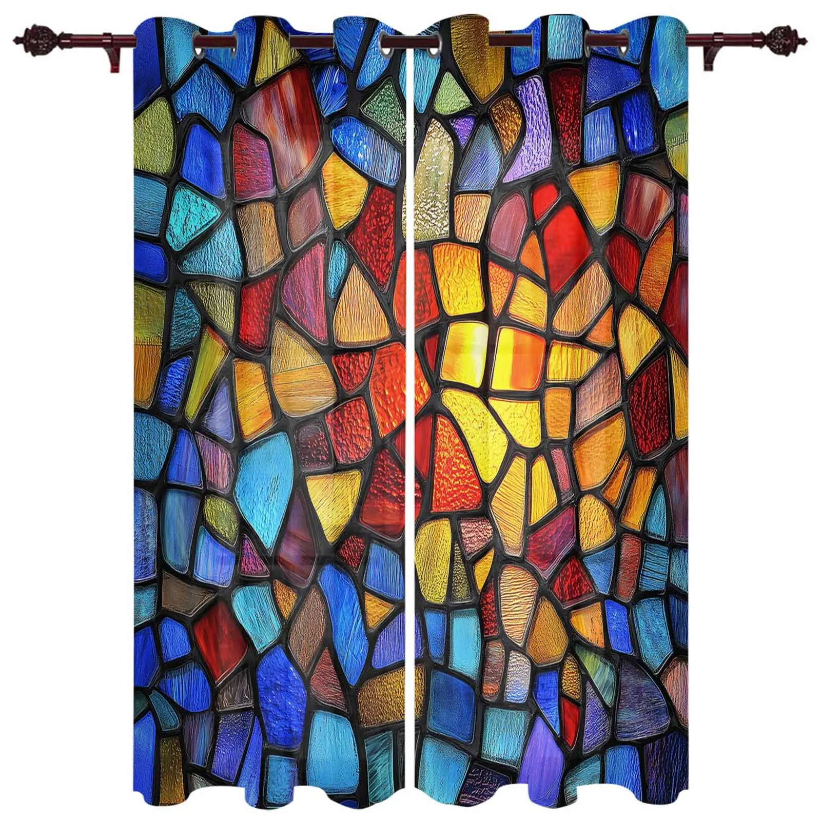 Colored Glass Texture Window Window Curtains Living Room Bathroom Bedroom Decor Kids Window Treatment