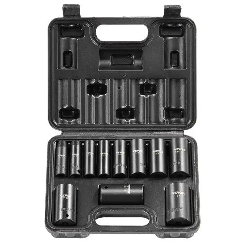 Impact Sockets Set 11pcs 6-Point 3/8in Drive Bit Ratchet Tool Kit for Case