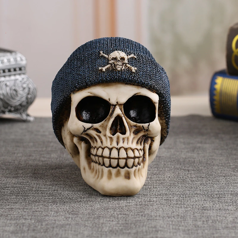 Unique Halloween Gift Idea: Home Decor Resin Skull Figurine Sculpture for Art Lovers Room Decoration Accessories Skull Model