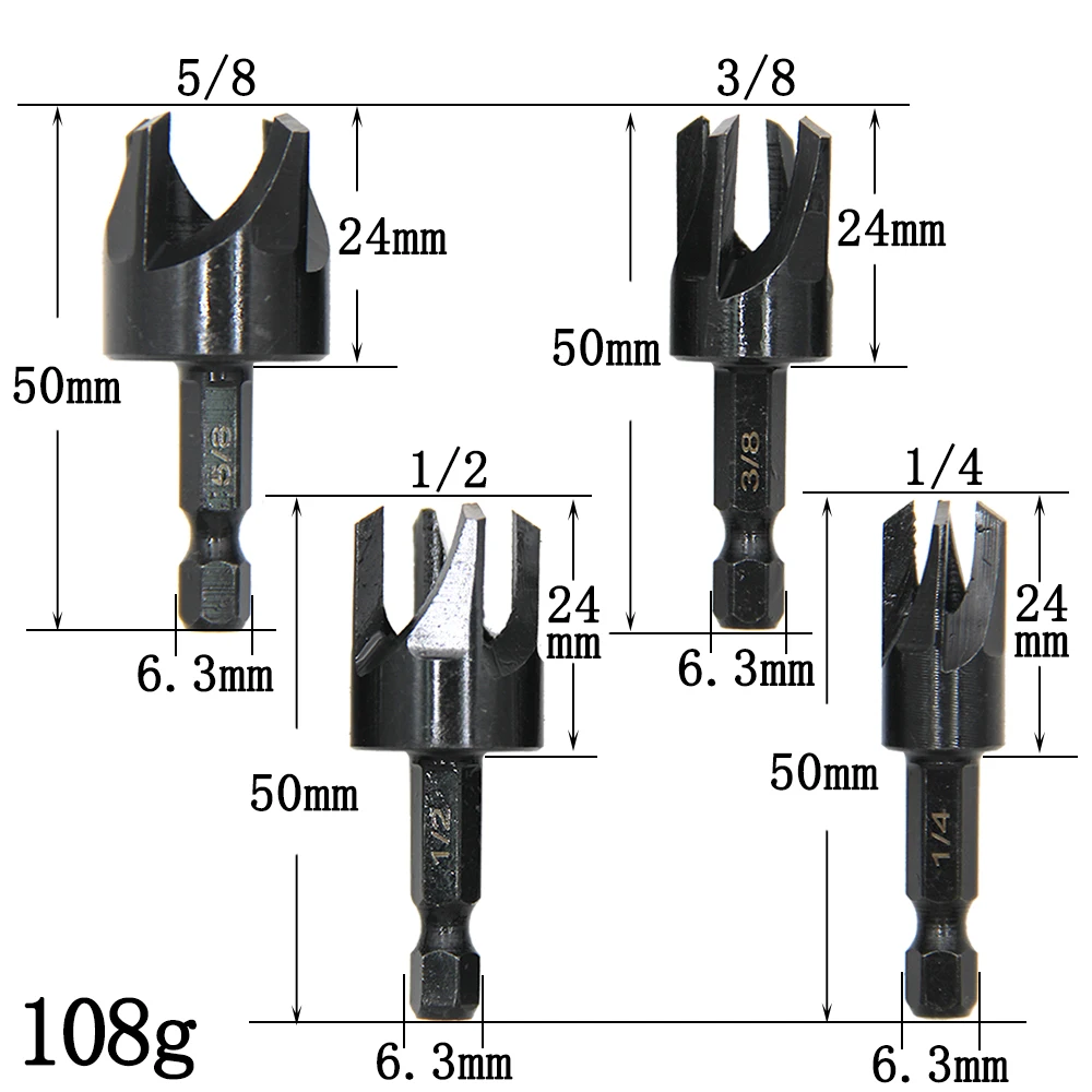 4 PC อังกฤษหกเหลี่ยมจับสีดํา Claw ประเภทปลั๊กไม้เจาะสําหรับงานไม้ไม้กระดานรูเปิด Ream เจาะชุดเครื่องมือ Bit