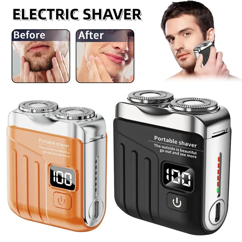 New Electric Smart Shaver Mini Dual Blade Digital Display USB Rechargeable Shaver Powerful Men's Gift Household Car Trimmer