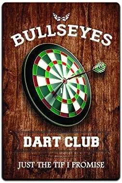 JP's Parcels Tin Signs Man Cave Decor - Metal Sign 12 x 8 in. Bullseyes Dart Club Just The Tip I Promise sign sign sign