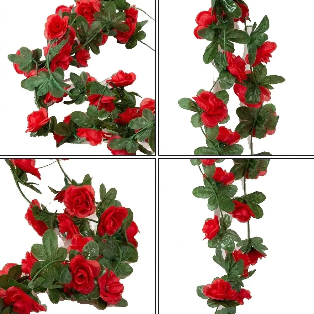 2.5 Meter Artificial Flowers Vine with 45 Roses for Wedding Decoration Wall Hanging Garland DIY Floral Styling and Interior Use