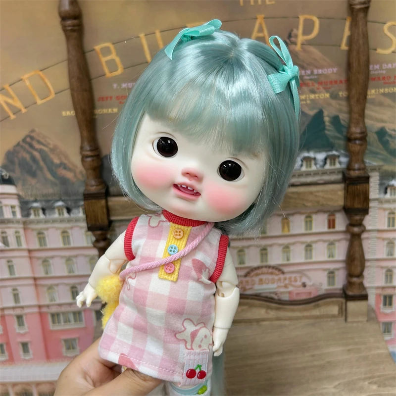 

Парик из волос для девочек BJD 1/4 1/3 Da Toe Dian Dian Синий Зеленый Длинные двойные косы Мягкий молочный шелк Бабочка Узел Аксессуары для кукол