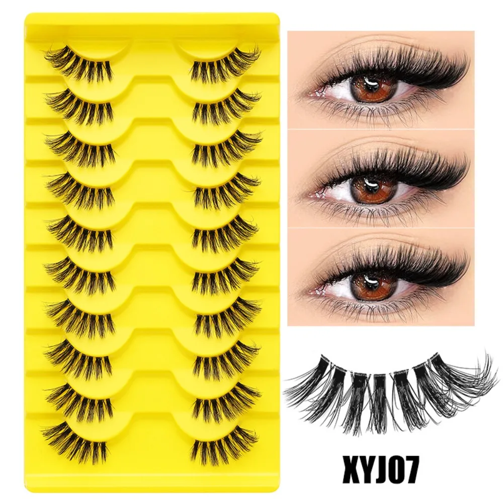 10 Paar mit Gelee-Klebestreifen, halb gefälschte Wimpern, Anime, Cosplay, mehrere Stile, flauschige Wimpern, DIY, handgefertigt