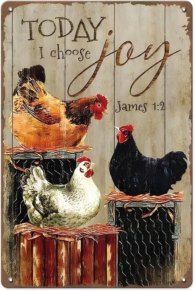 Chicken Coop Accessories Funny Chicken Signs, Chickens on Farm Today I Choose Joy Chicken Gift for Women, 8×12 inches Chick sign