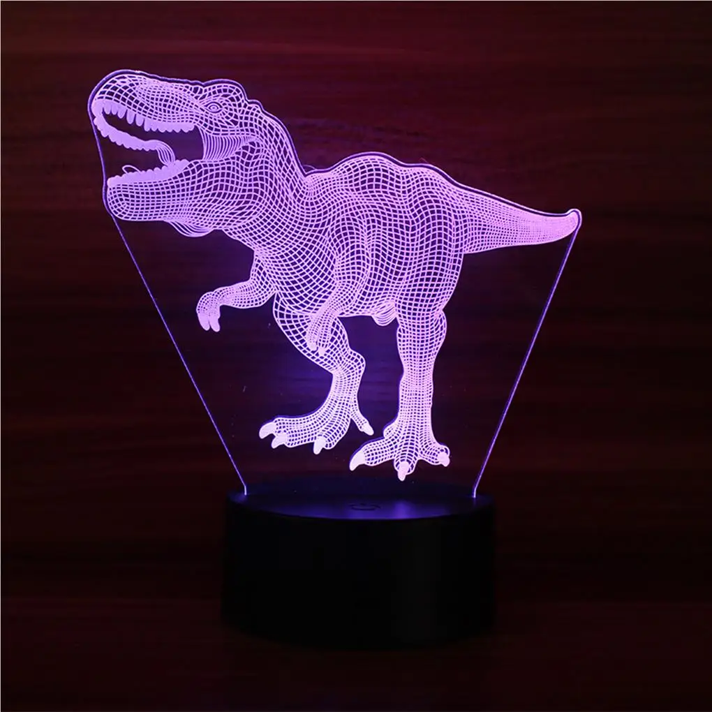 Dinosaur Bedside Lamp 3D Hologram Illusion Night Light with Remote Controller Portable Sensor Lights Durable Table Lamp