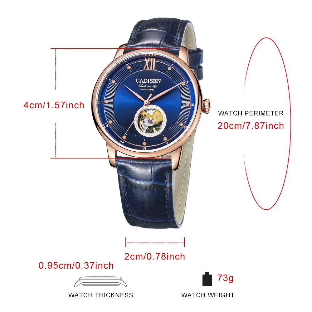 Cadisen Men's Automatic Watch 40mm Sapphire Crystal
